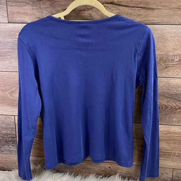 L.L. Bean Ladies Pullover Long Sleeve Cropped Top, Small Regular,Vneck, - Picture 5 of 5